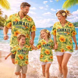 Aloha Vacation Beach Luau Family Matching Hawaiian Shirt, Elegant Teal Hibiscus Palm Leaves Design, Soft Summer Daily Outfits, Perfect Coordinating Apparel for Family Holiday Travel#TikTokMadeMeBuyIt #TravelOutfit #FloralShirt #FamilyFashion #SummerEssent