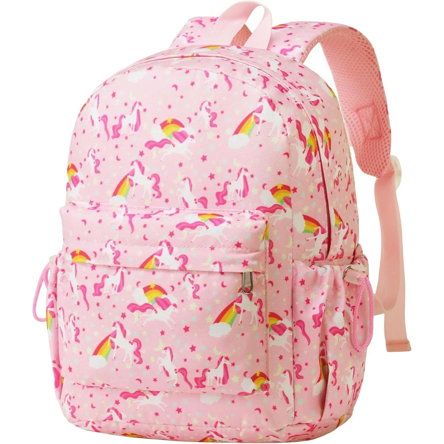 Unicorn Theme Toddler Daypack, 12-Inch Waterproof Synthetic Schoolbag with Adjustable Straps for Kindergarten, Preppy, Polyester