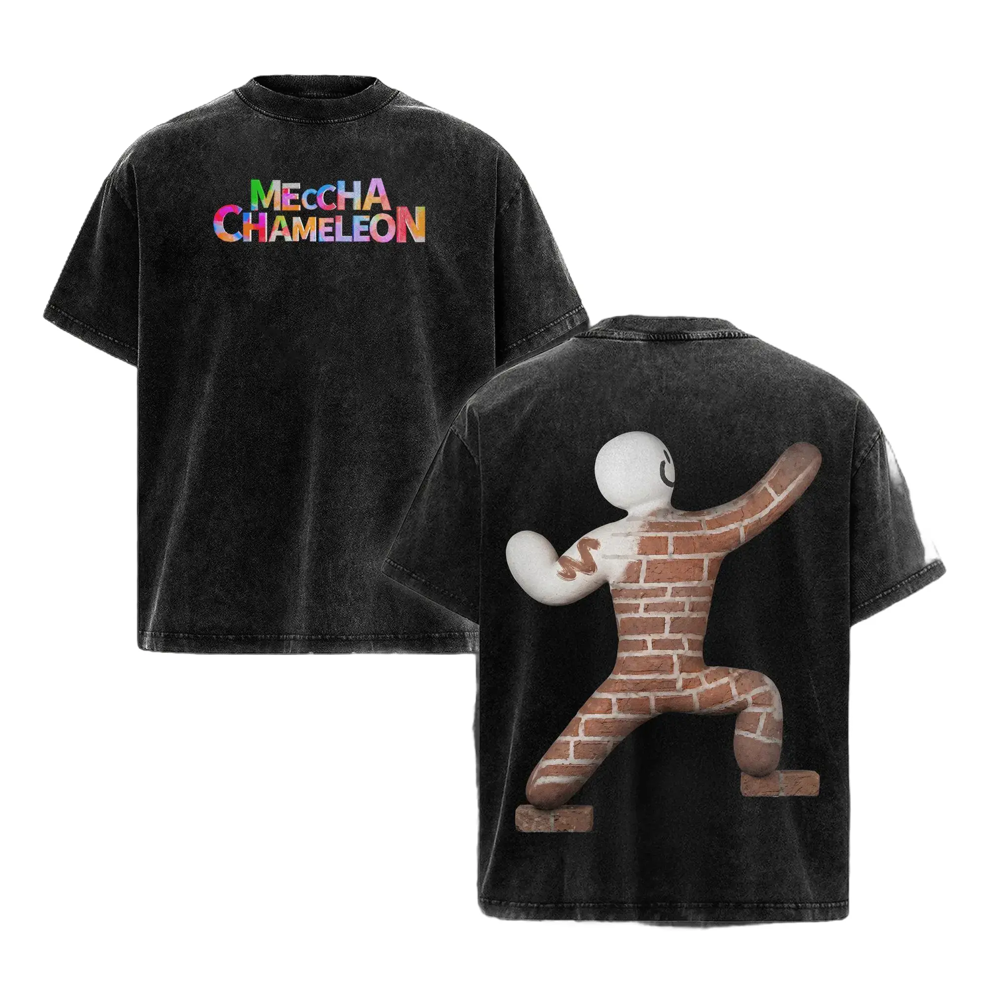 Meccha Chameleon Game Wash T-Shirt, Viral Indie Game Graphic Tee, Retro Gaming Shirt, Unisex Gamer Streetwear, Video Game Fan Gift, Casual Graphic Tee