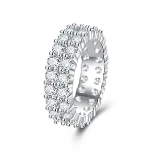 Women's Large Carat Moissanite Solitaire Ring Classic Six Prong & Four-Prong Halo Setting in Sterling Silver for Engagement and Bridal