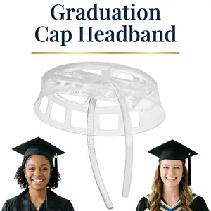 Invisible Graduation Cap Headband & Hat Holder Insert - Secure Non-Slip Clear Accessory for Women - Keep Perfect Hair Volume, Zero Flattening & Anti-Fall Fit for Thick Curly Hair - Ideal 2024 Grad Gift for Students (Black & Clear)