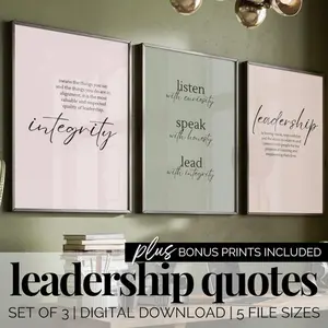 Female Office Wall Art Set Pink and Green Office Decor Team Leadership Gift Inspiring Wall Prints Professional Motivational Poster Bundle