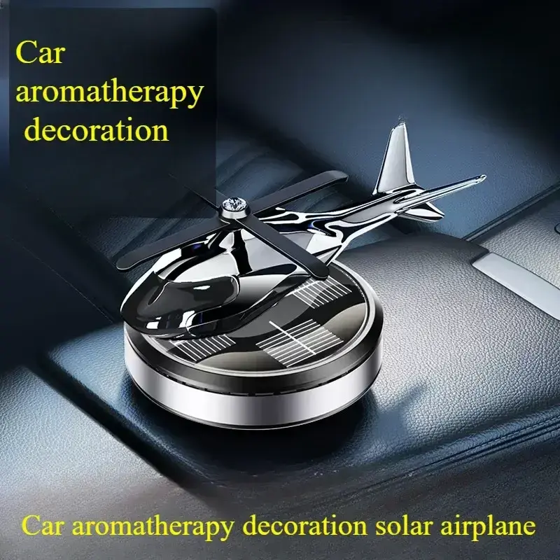 Decoration solar rotating car aircraft Aromatherapy  creative helicopter car Aromatherapy car perfume