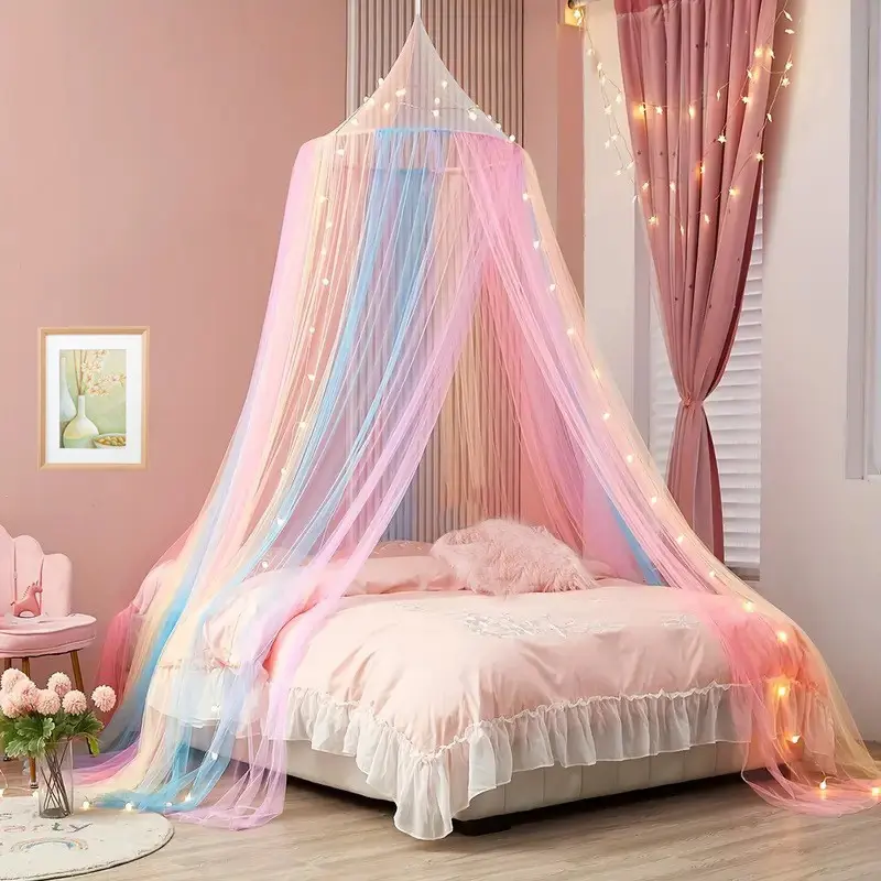Princess Rainbow Mosquito Net, Outdoor Colorful Bed Cover/curtain, High Density Dome Curtain, Mosquito Netting Curtains, Polyester Material, Round Shape, Mosquito Net For Bed