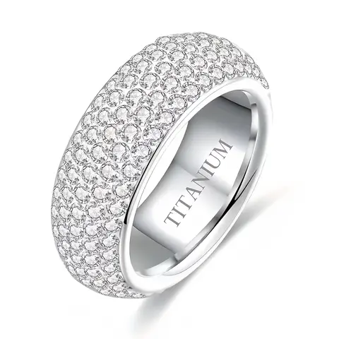 Y2K-Inspired Unisex Bezel Rhinestone Moissanite Ring Band - Titanium Steel Silver-Plated, Anti-Allergic, Fade-Resistant, Non Tarnish, Corrosion Resistant Jewelry with Brilliance - Rings for Women, Bridal & Gifting Use