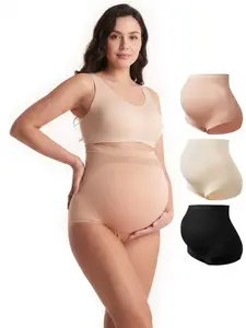 Momcozy Women's Maternity High Waist Underwear Pregnancy Seamless Soft Belly Support Panties Over Bump 3 Pack - 5 Pack,  Maternity Outfits -【B】