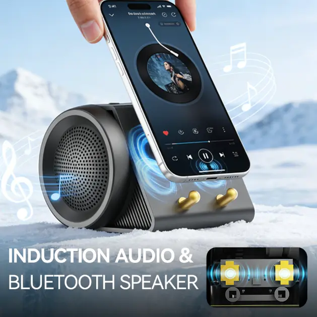Wireless Induction Audio Speaker Stand,Portable Audio Amplifier Stand for Smartphones & Tablets, 2-in-1 Desktop Stand with Resonance Sound Technology, Ideal for Home Office Desk Accessories Gifts，Father's Day gifts
