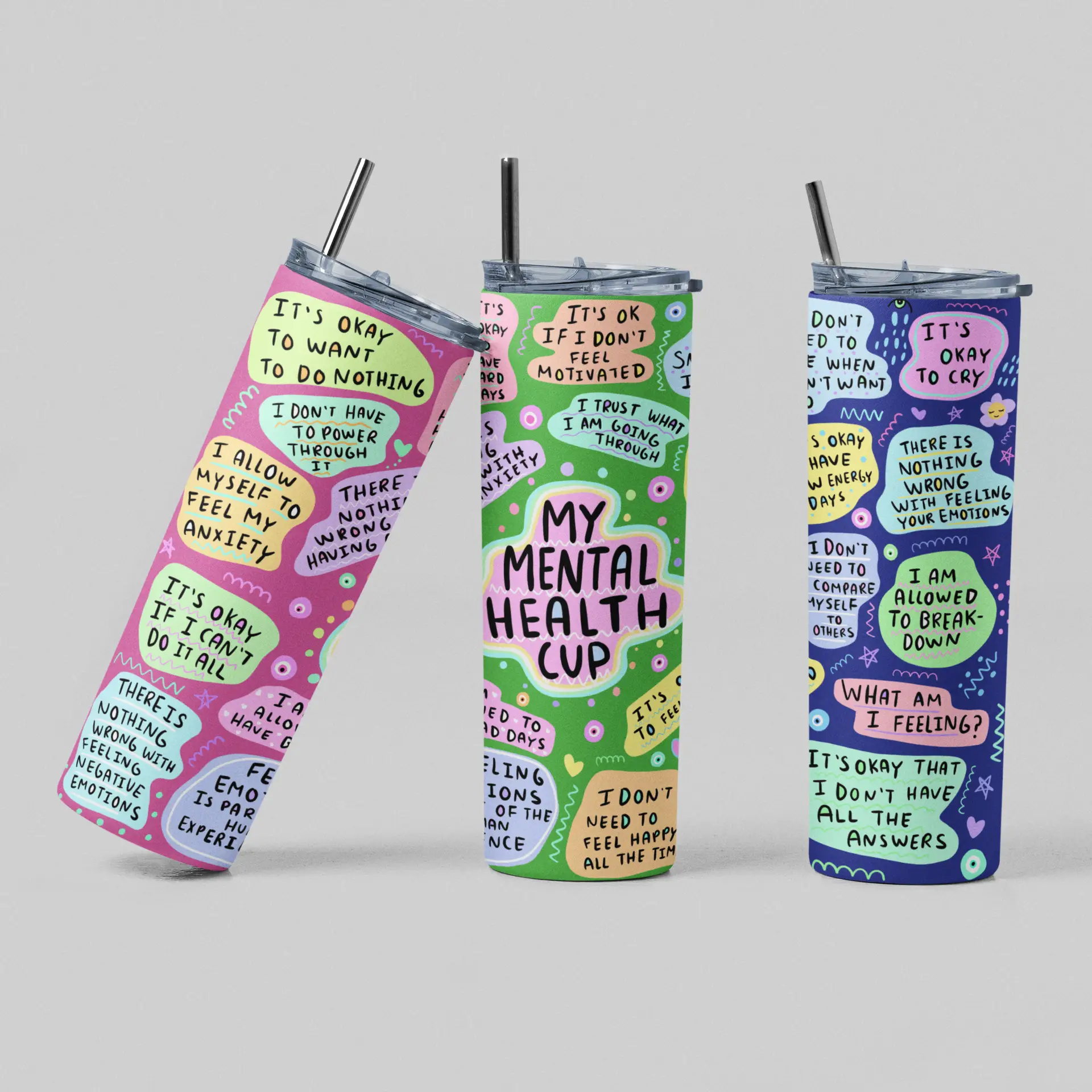 Mental Health Tumbler, Daily Affirmations Tumbler, 20oz Daily affirmations tumbler, gift for her, best friend tumbler, mental breakdown, Portable and