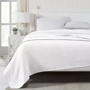 Modern Threads Thermal Waffle Weave White Cotton Bed Blanket, Full/Queen