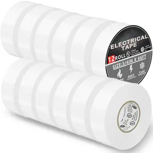 12 Pack UL/CSA Listed White Electrical Tape 7 mils -600V, 0.75 in x 66 FT White Electric Tape Flame Retardant,  Adhesive, for  DIY Electrical Repairs Professional Installations