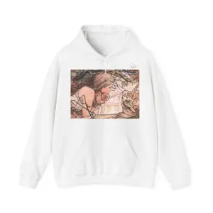 Men's unisex apparel featuring artistic design Graphic Hoodie - Long Sleeve Pullover Regular Fit | Soft & Breathable Fabric, Durable Print, Everyday Comfort, Machine Washable, artistic illustration with a watercolor-like texture a person reading a book