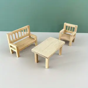 1pc Creative Wooden Dollhouse Mini Furniture Set, 1:2 Scale Chair Table Accessories, Perfect for Playtime and Decor