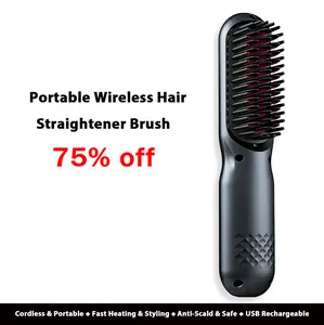 Cordless Hair Straightener Brush - Wireless Cordless Straightener Styler, Professional Personal Care Appliance for Daily Smooth Hair Styling