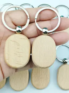 10pcs Oval Wooden Blank Keychains, DIY Wood Craft Name Tags, Holiday Gift Bag Hanging Decorations, Handmade Accessories