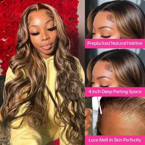 Highlight P427 Body Wave 13x4 Lace Front Wig Pre-Plucked 100% Human Hair Wig, Glueless Ready