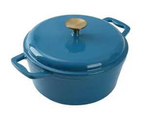 Oven-Safe Cast Iron Enameled Round Pot 4.75qt - Blue, Durable Design, Versatile for Various Cooking Needs, Ideal for Kitchen Use - Pans, Cookware Classic Ceramic