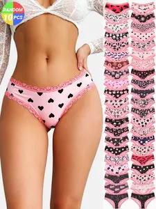 10-Pack Women's Random Print Panties Blind Box! Sexy Low Waist Lace Briefs Soft & Stretchy Soft Fit Panty