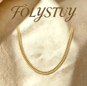 [22.8inch by 5mm Cuban Chain Necklace][FOLYSTUY (Y131)]Trendy Hip - Hop Style Jewelry Necklace