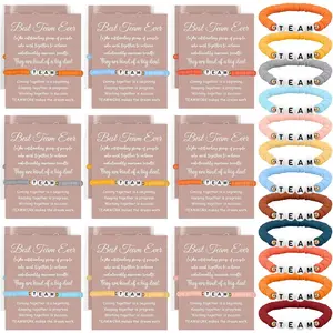 24 Set Team Employe Appreciation Bracelets Inspirational Bracelets Star Bracelet Bulk with Thank You Card Bag Back to School Gift for Teacher Team Staff