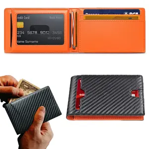 Wallet for Men Airtag, Leather Mens Wallet with Airtag Holder, Carbon Fiber Mens Slim Front Pocket Airtag Wallet, Gift Box and Screen Protector Included, AirTag Not Included, Slim, Card Holder, Minimalist wallet men