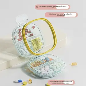 7 Compartment Pill Organizer for Wallet, Portable Medicine Storage Box, Daily Vitamin Holder, Cute Small Drug Case, Travel Pill Tray, Supplement Organizer, Medical Organizer