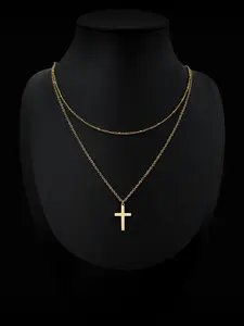 Simple Stainless Steel Cross Design Layered Necklace, Fashion Jewelry for Party, Daily Clothing Decor, Trendy All-match & Exquisite Jewelry for Birthday Gift