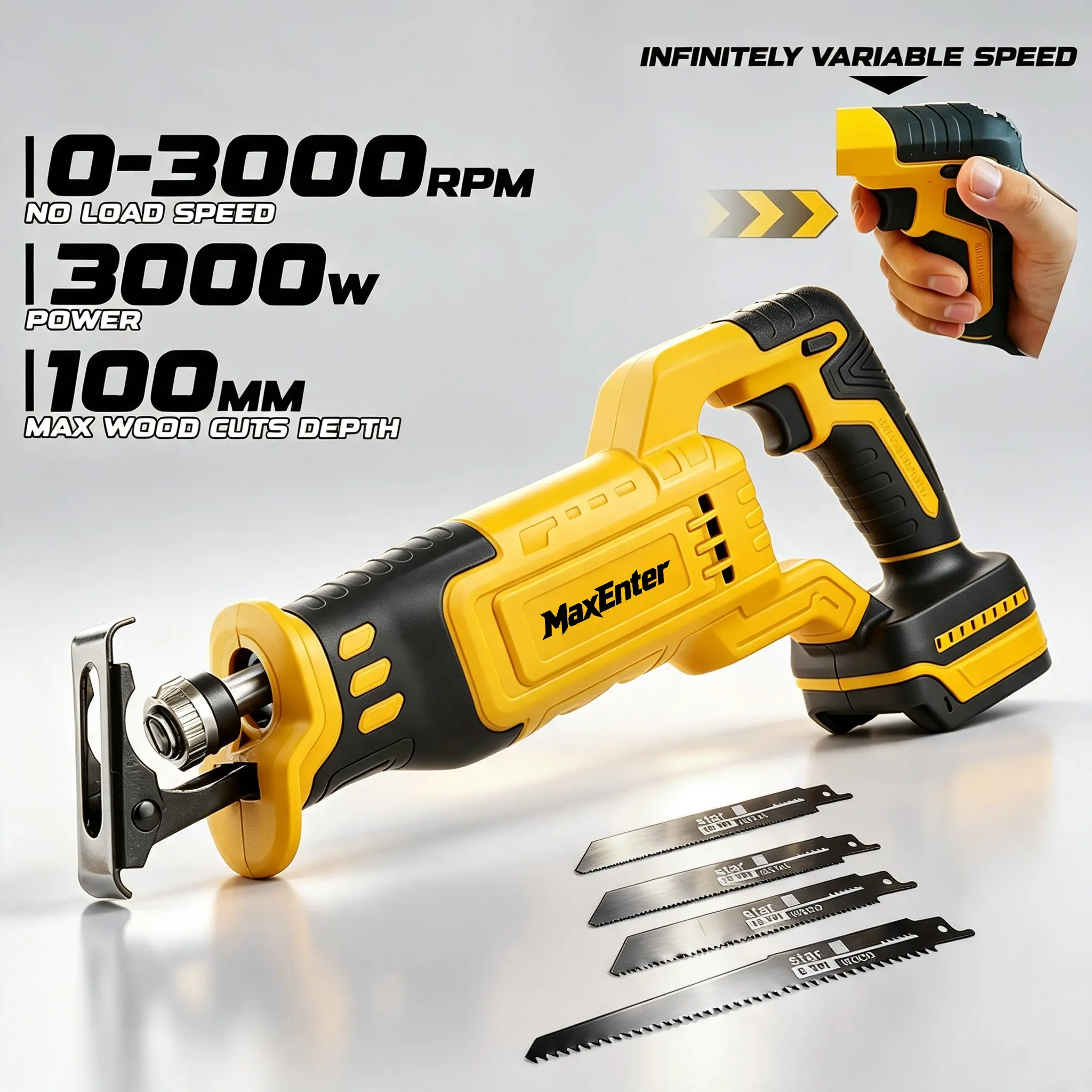Cordless Reciprocating Saw Compatible with Dewalt 20V Max Battery, Brushless Sawzall Electric Recip Saw with 4 Blades, 0-3000 RPM Speed, for Wood/Metal/PVC Cutting, No Battery