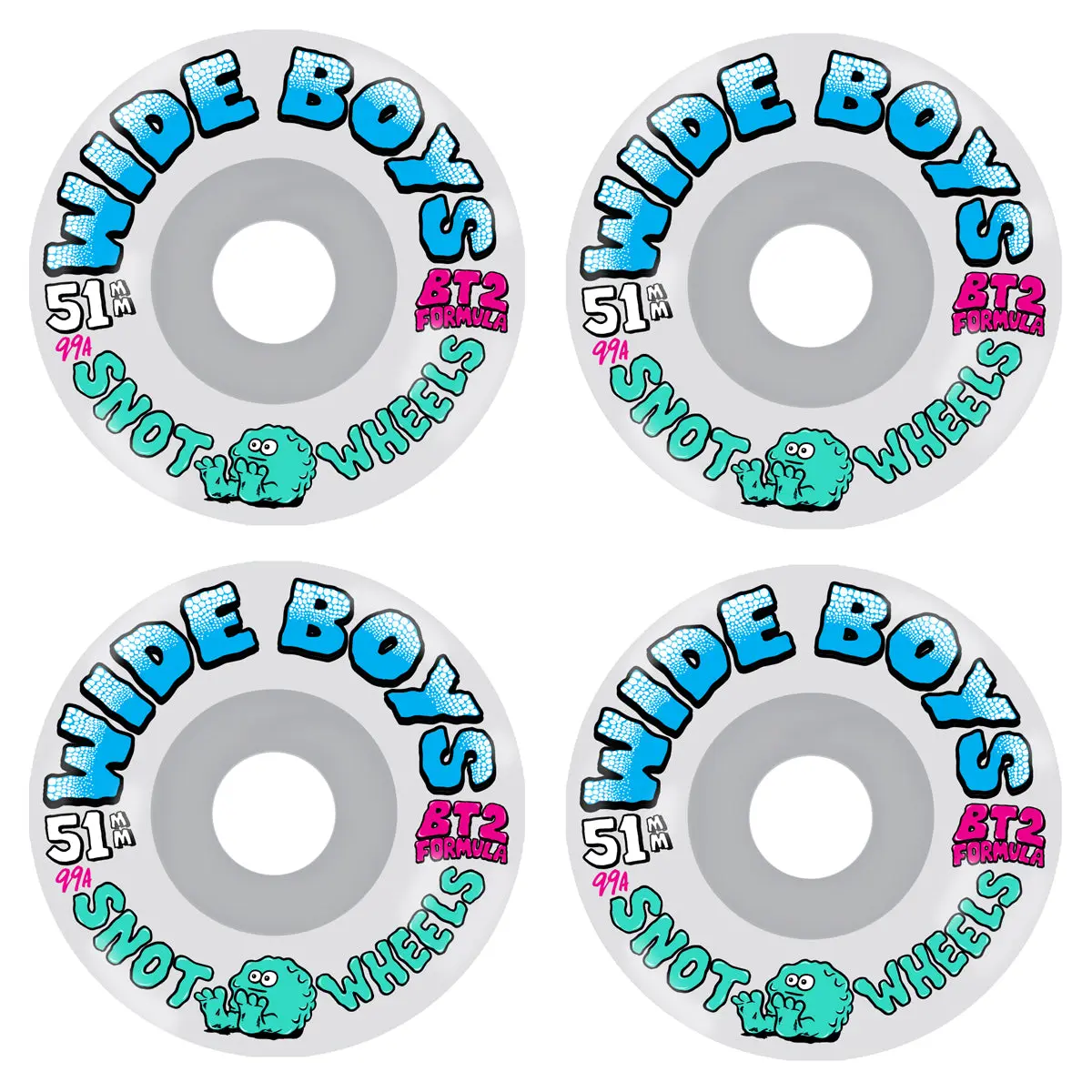 Snot Skateboard Wheels 51mm Wide Boys 99A Clear/Blue