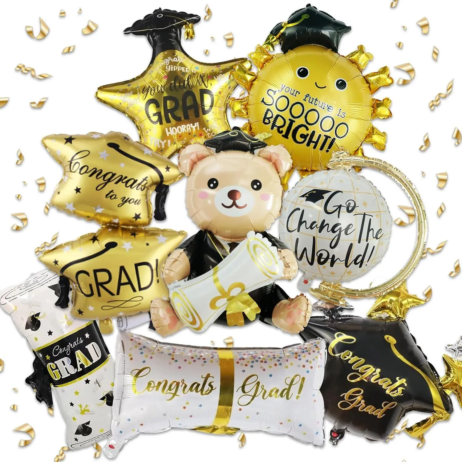 8Pcs 2026 Graduation Balloons Kit, Large Congrats Grad Foil Balloons For College High School Graduation Party Decorations