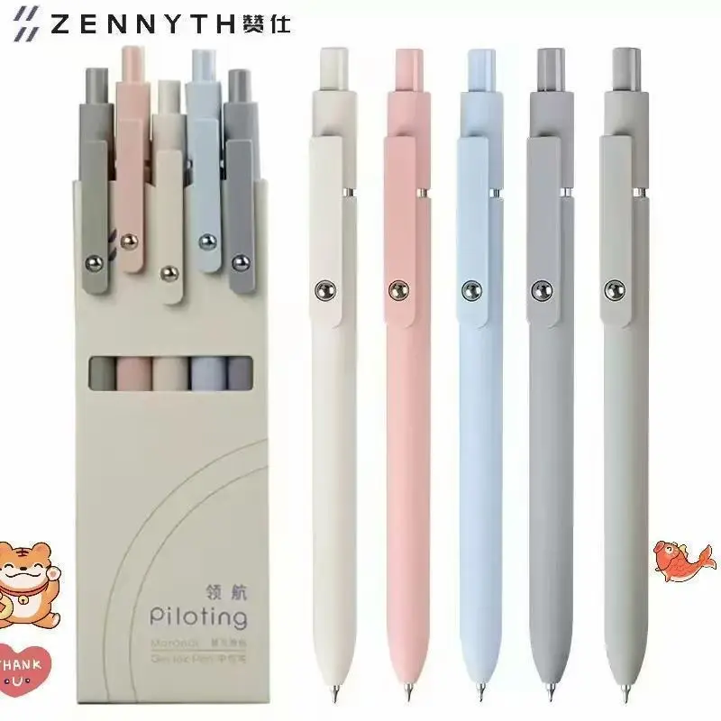 5 Pack Medium Point Gel Pens, Writing Pens, Soft Silicone Grip, Durable Clip, Quick-Drying Ink, Office & School Supplies, Pens Set
