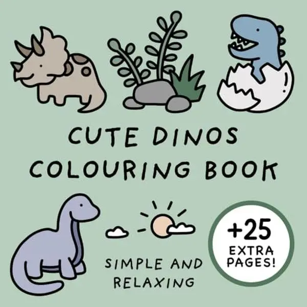 Cute Hand-Drawn Dinosaurs Coloring Book - Simple, Relaxing Bold Designs for Adults & Children, Kids' Activity Book