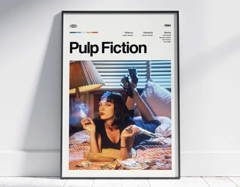 Pulp Fiction Movie Poster, Pulp Fiction Wall Decor, Pulp Fiction Poster Print, Vintage Retro Art Print, Quentin Tarantino