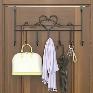 [Heart-Shaped Hook Storage Rack] 2-Piece Heart-Shaped Hook Storage Rack - Versatile design, door-mounted hooks, door-mounted coat rack, suitable for coats, towels, bags, bathrobes, and more.