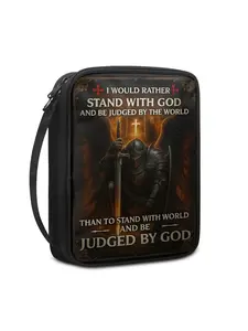 Printed God's Equipment Bible Cover, Portable Book Box with Handle and Zipper Pocket, Perfect Gift for Church Bag Protection