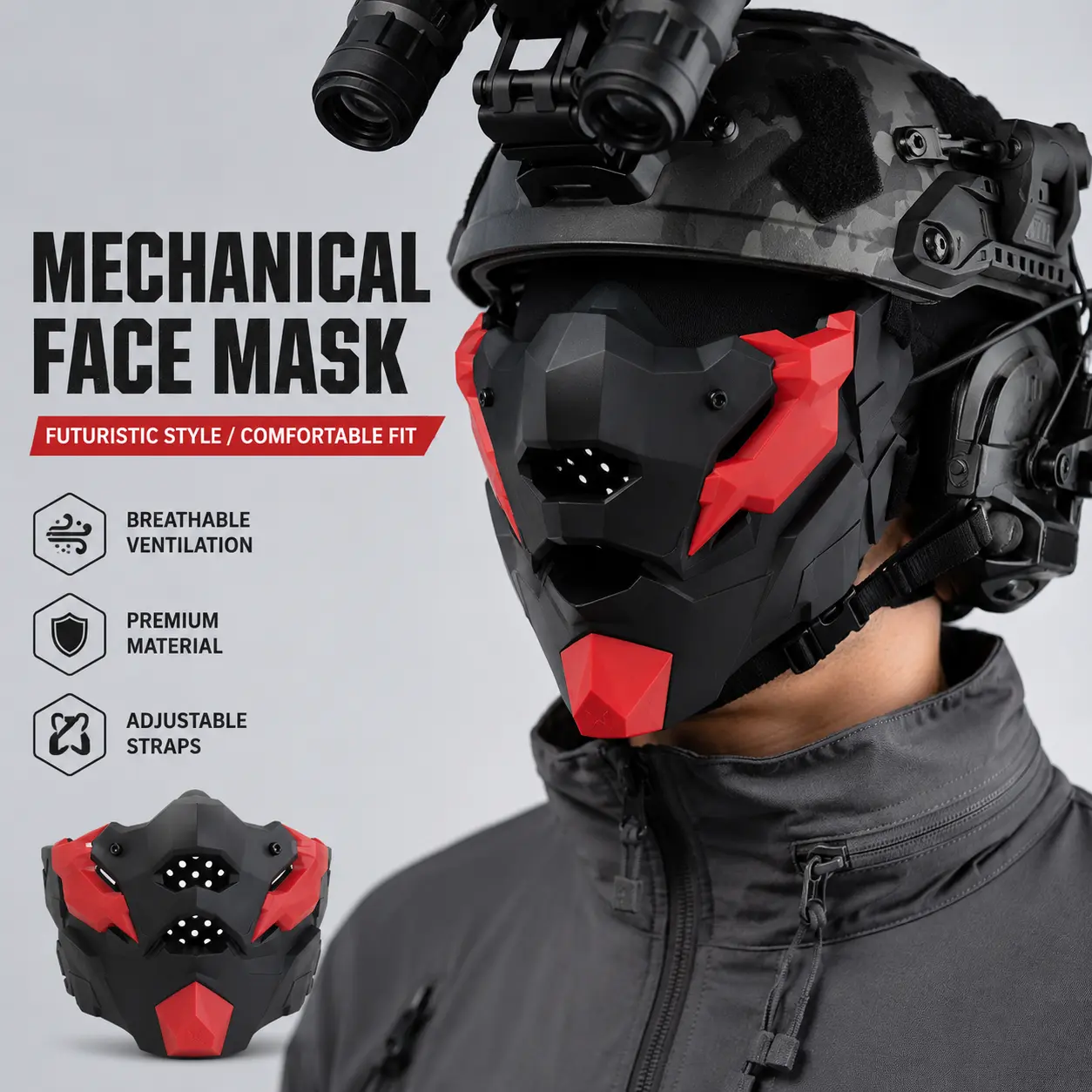 Futuristic Mechanical Mask | Cyberpunk Style Face Gear for Cosplay, Outdoor Events & Creative Looks