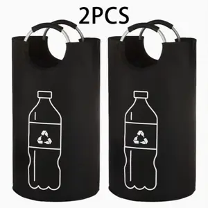 2-Pack Foldable Bottle Recycling Bins, Large Capacity Storage Buckets, Multi-Purpose Organizer for Plastic Bottles, Space-Saving, Durable, Easy to Clean