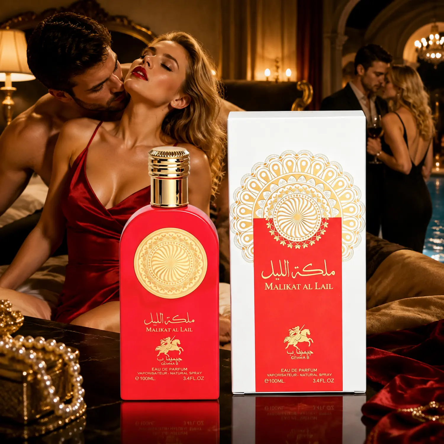 Arabian Women's Oud Pheromone Perfume with long-lasting rose, saffron, and woody notes. Infused with attraction pheromones to make him crave your exotic scent, drive him wild all night, and share a passionate evening. Perfect Valentine's & Eid gift.