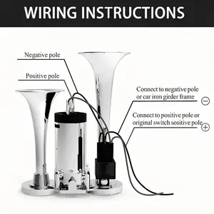 2026 Enhanced 12V 130DB Dual Trumpet Electric Air Horn Kit, Silver Loud Horn for Car Pickup Train Van SUV Boat Home Security Alarm