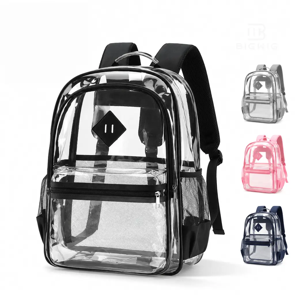 PVC Transparent Rucksack Backpack - 15-in Laptop Compatible, Unisex, Breathable, Solid Color Sequins, 20-35L, Chic, Multifunction, Portable Lightweight, Back to School Travel Bag