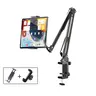 PIVOTVAULT Ultra Sturdy Dual-Clamp Enamel Steel Gooseneck Design Desk Mount - Adjustable Tablet Stand/Phone Holder for 4-12.9 inches Smartphones, iPad/iPhone, Kindle, Stand Accessory for iPhone Users