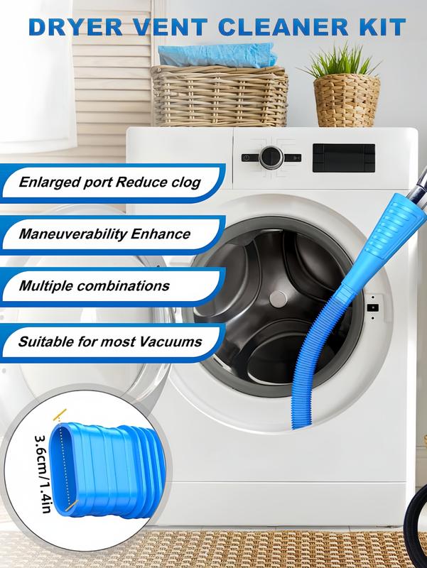 LMMAKE Dryer Vent Cleaner Kit with 3 Suction Settings 44.1 Inch Reach Compatible Vacuum Cleaner Lint Brush & Hose Attachment Universal Connector for Effective Cleaning