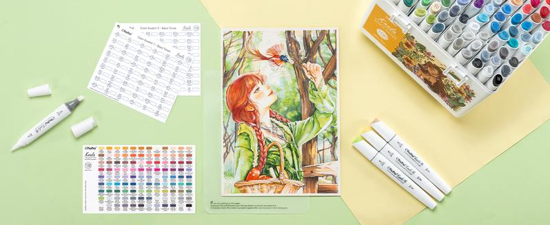 Ohuhu Alcohol Markers Double Tipped: Slim Broad & Fine - 24/60/108 Colors - Art Marker for Artists Adult Coloring Drawing Landscape Sketch - Kaala Series of Ohuhuart Ohuhu Alcohol Markers Double Tipped: Slim Broad & Fine - 24/60/108 Colors - Art Marker for Artists Adult Coloring Drawing Landscape Sketch - Kaala Series of Ohuhuart