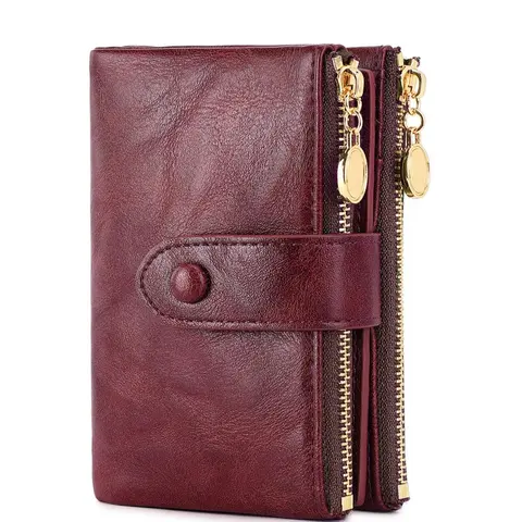 Double Zipper Women's Short Wallet, Wallet with Zipper, RFID Anti-Theft Brush, Multi Slot Card Storage And Coin Purse, Suitable For Daily Use, Portable Travel, Christmas Gift, Valentine's Day Gift