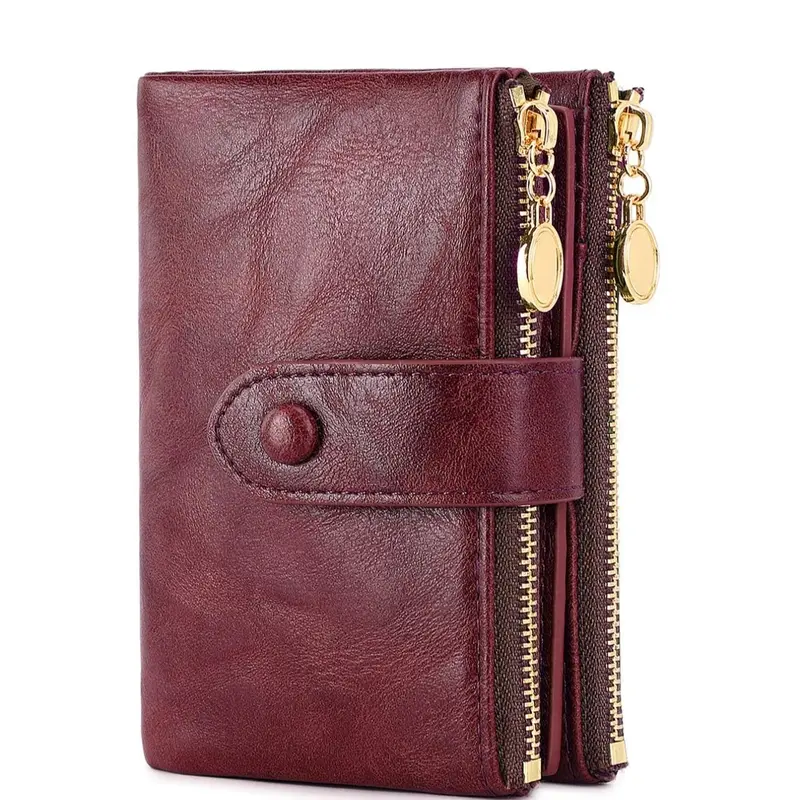 Double Zipper Women's Short Wallet, Wallet with Zipper, RFID Anti-Theft Brush, Multi Slot Card Storage And Coin Purse, Suitable For Daily Use, Portable Travel, Christmas Gift, Valentine's Day Gift