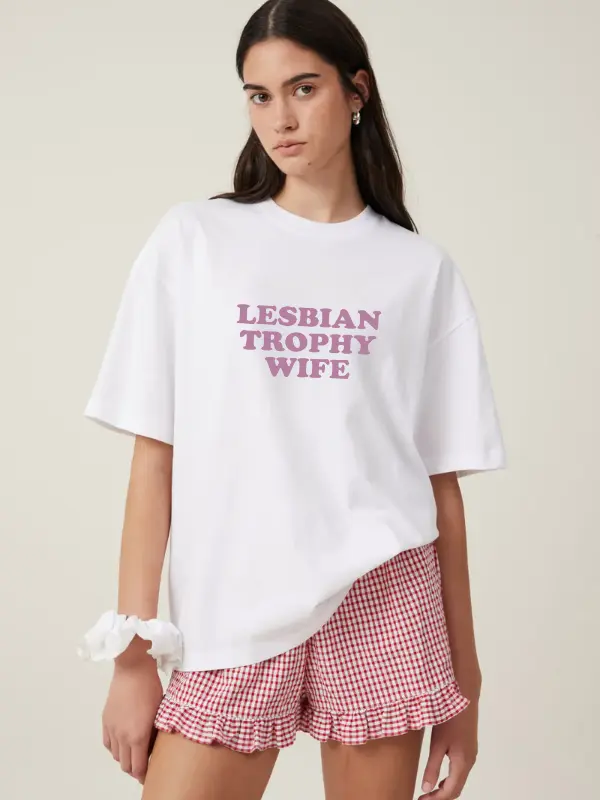 Lesbian Trophy Wife T‑Shirt – Sweatshirt – Hoodie | Bold Feminist Pride Graphic Tee | Empowering LGBTQ+ Statement Apparel | Retro Typography Streetwear | Pride Gift