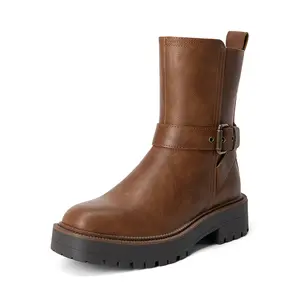 Dream Pairs Women's Moto-Inspired Ankle Boots With Square Toe & Block Heel