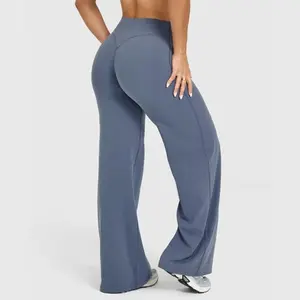 Straight Leg Pants Ultra Soft Butter Fabric Women Mid-Waist Yoga Pants Naked Feel Sports Leggings Pilates Running Sport Trousers