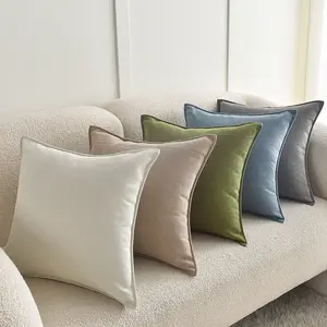 Ins-style chenille pillowcase with herringbone jacquard pattern, trendy ultra-thick cushion cover, cream-colored sofa and headboard backrest pillowcase