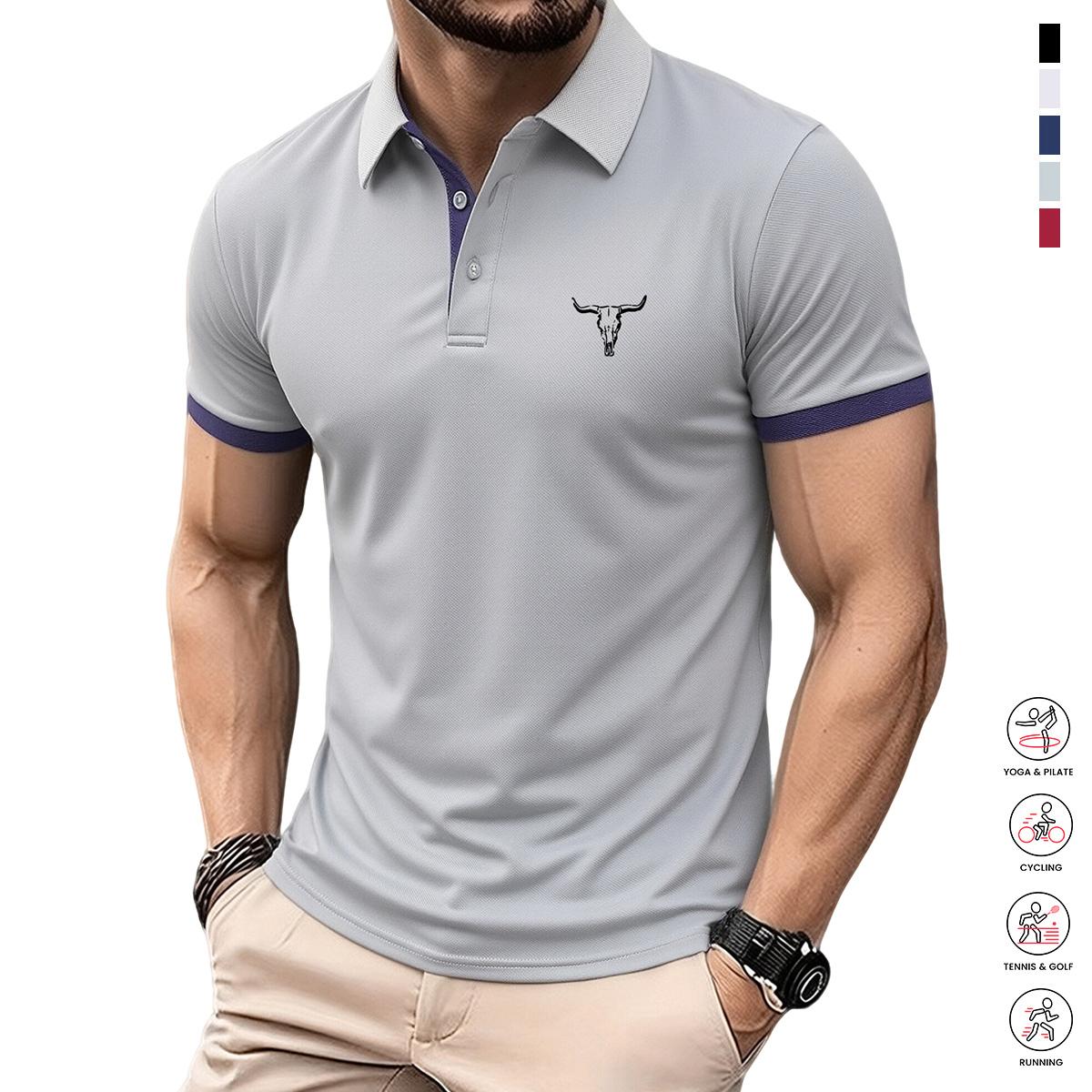 5-piece set of lightweight men’s short-sleeve polo shirts, available in various colors; suitable for everyday wear, casual outfits, and workwear.