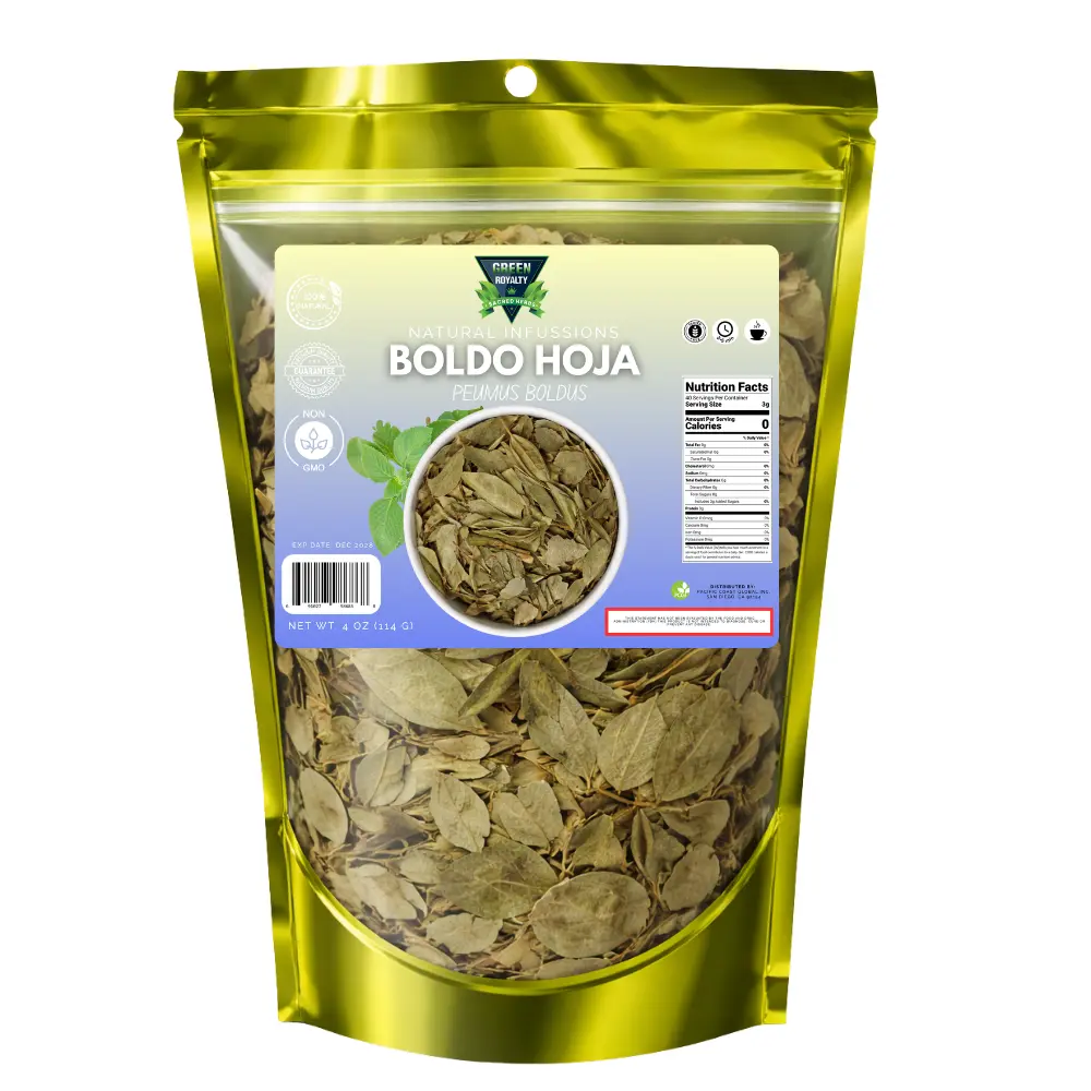 Green Royalty Boldo Green Tea - 4oz (114g) Organic Dried Tea Leaves, Loose Leaf Herbal Beverage, Sugar Free No Added Sugar Adults' Health Supplement